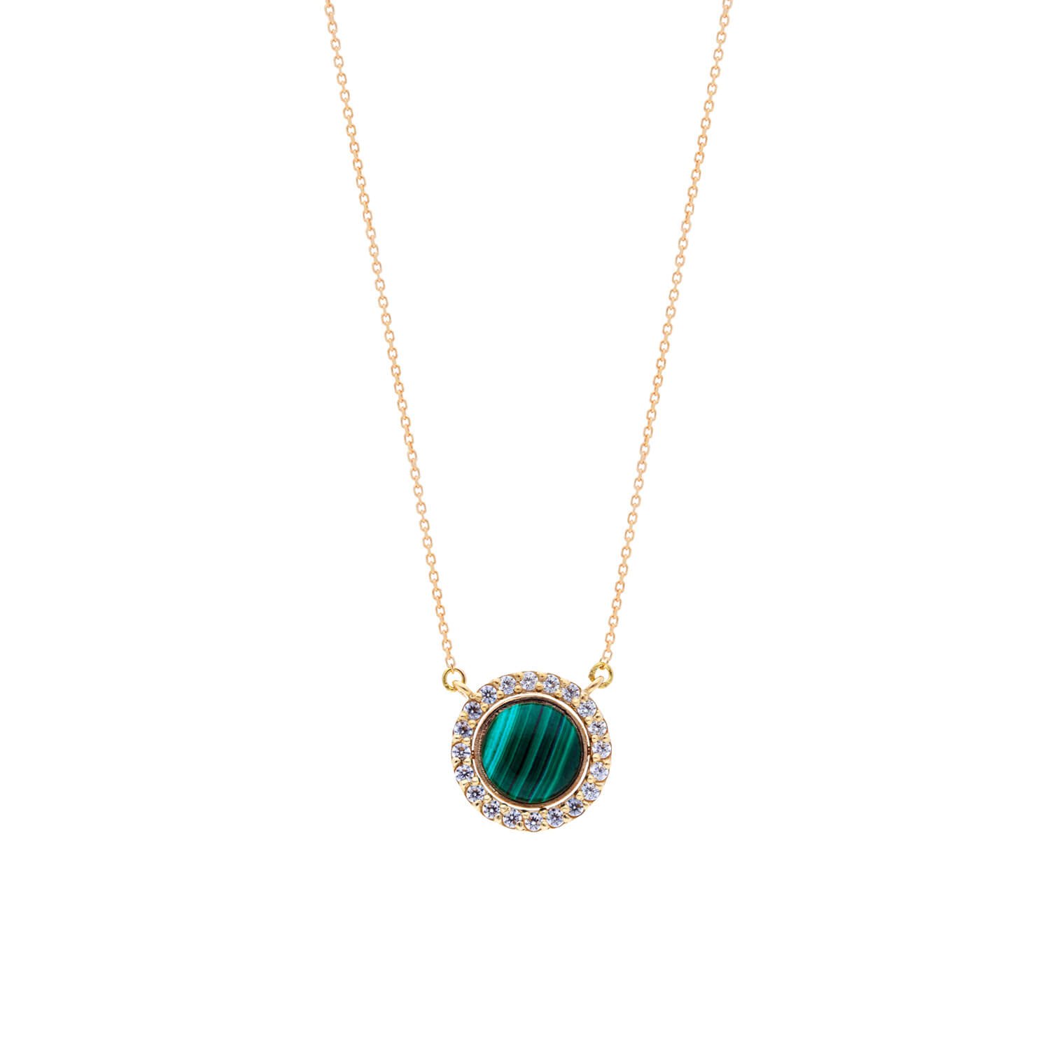 Round malachite gold pendant (1) اویز شیک با سنگ مالاکیت