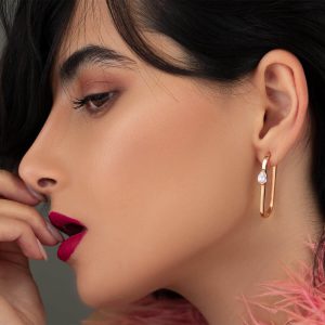 گوشواره طلا تابه تا نگین دار