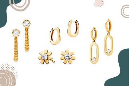 گوشواره ظریف و شیک نگین دار و بدون نگین