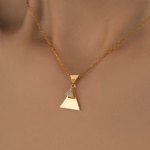 گردنبند ظریف و مثلثی و لوزی نگین دار