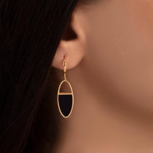گوشواره بیضی سنگ اونیکس onix