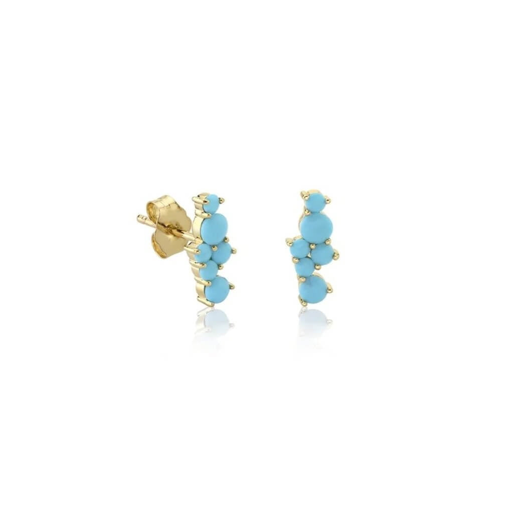 Nika Dots gold earings (2) گوشواره میخی با سنگ های رنگی گرد