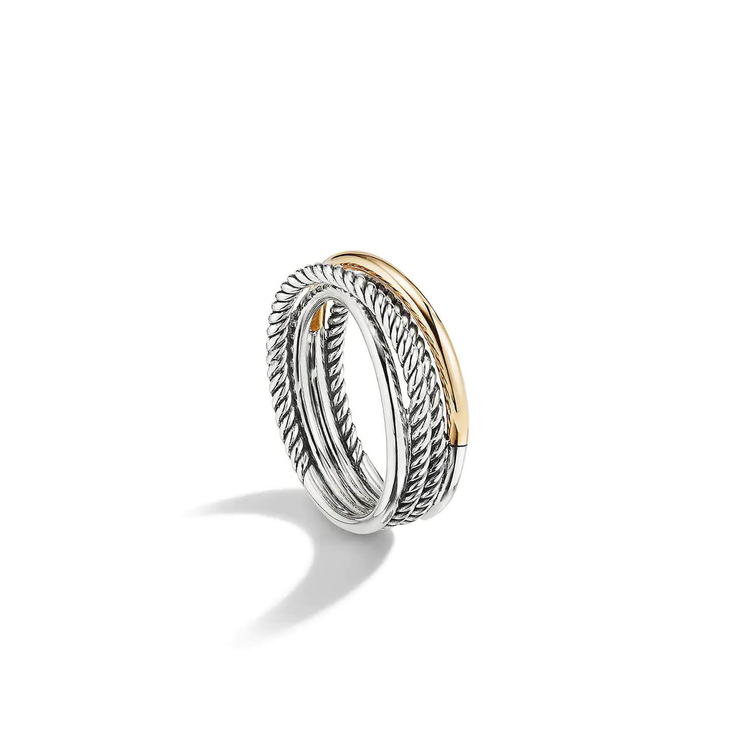 Nour Cross gold ring 2 انگشتر طلا طرح بافت دو رنگ