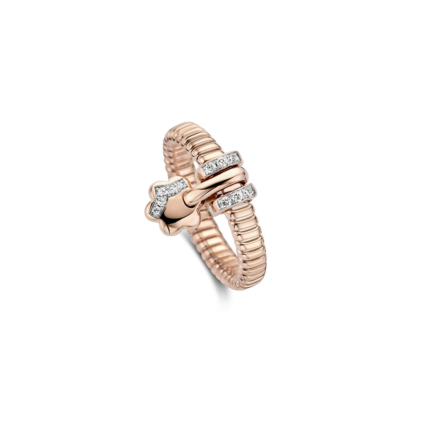 Star snake gold ring (2) انگشتر طلا با آویز گل نگین دار