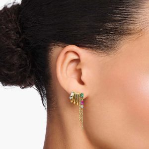 گوشواره طلا میخی نگین رنگی