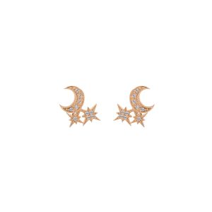 گوشواره طلا میخی moon and star رزگلد
