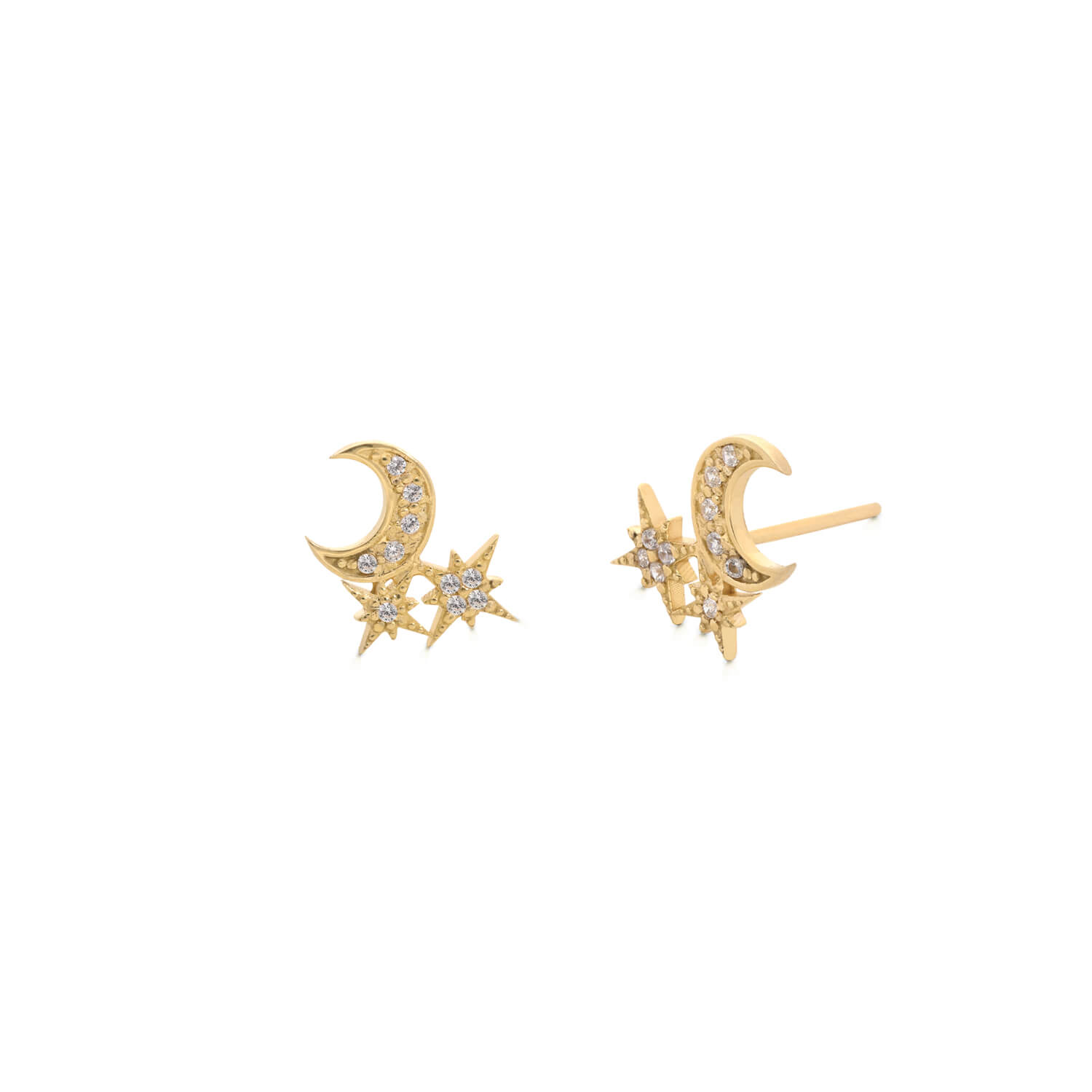 moon and star3 گوشواره میخی ظریف ماه ستاره