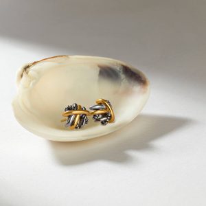 گوشواره طلا میخی زرد و سفید