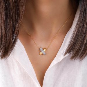 گردنبند طلا شیک زنانه نگین دار