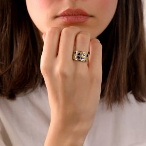 انگشتر طلا ویترای میناکاری