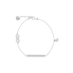 دستبند طلا پلاک دار اینفینیتی و قلب دخترانه سفید