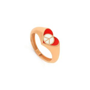 انگشتر طلا شیک میناکاری عشق و صلح رزگلد