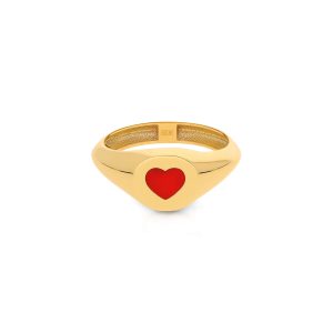 انگشتر طلا قلب مینا کاری ساده