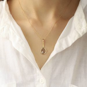 گردنبند طلا راکت تنیس نگین دار