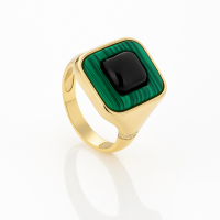 انگشتر طلا مالاکیت نگین دار جذاب